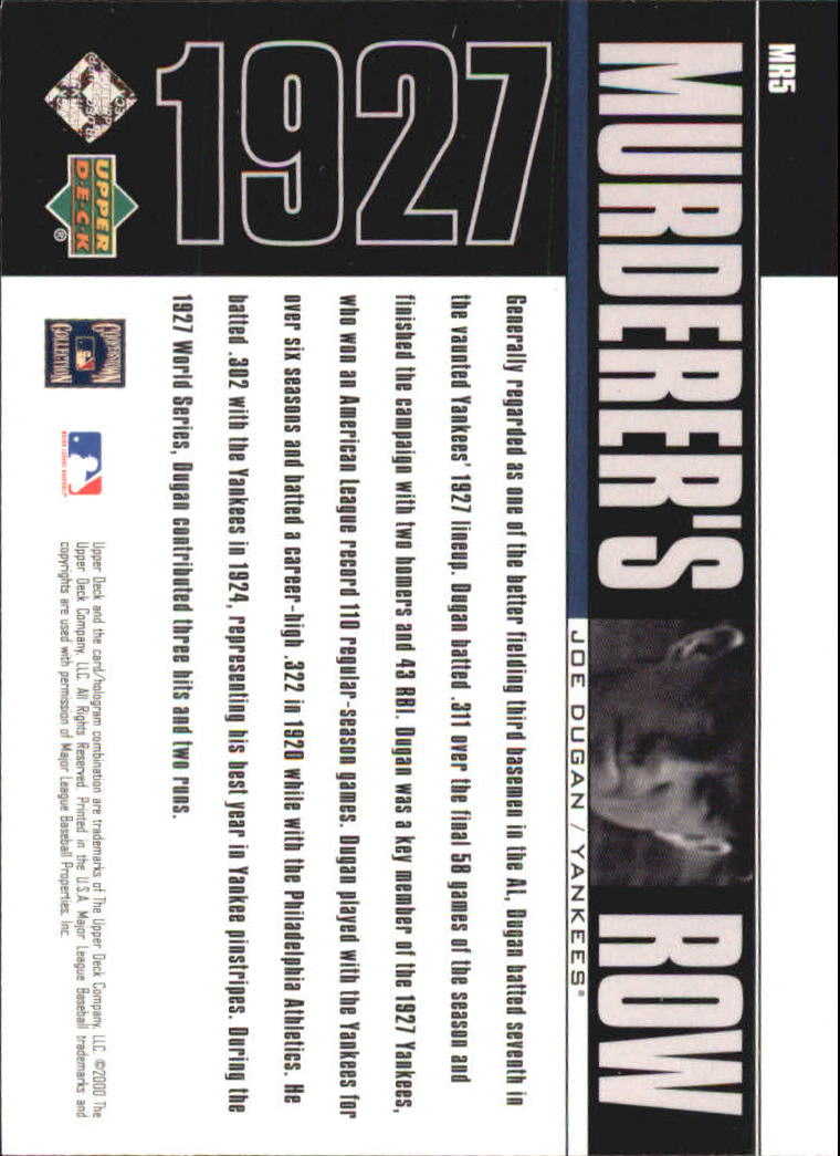 2000 Upper Deck Yankees Legends Murderer's Row #MR5 Joe Dugan back image