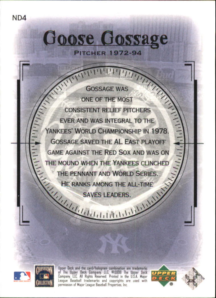 2000 Upper Deck Yankees Legends New Dynasty #ND4 Goose Gossage back image
