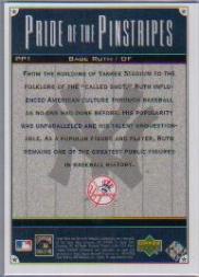 2000 Upper Deck Yankees Legends Pride of the Pinstripes #PP1 Babe Ruth back image