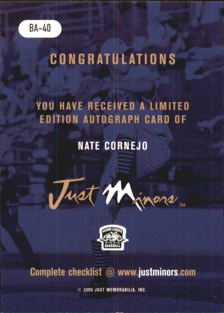 2000 Just Autographs #BA40 Nate Cornejo JG back image
