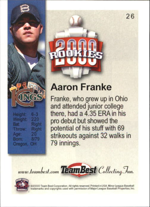 2000 Team Best Rookies #26 Aaron Franke back image