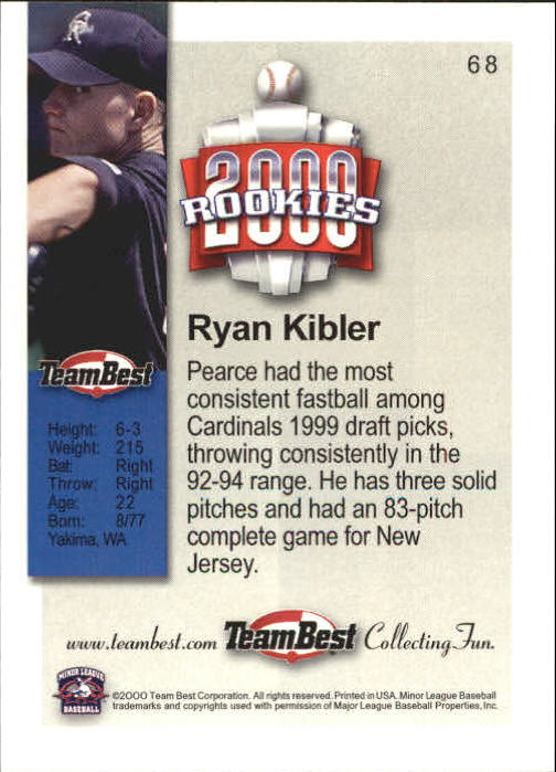 2000 Team Best Rookies #68 Ryan Kibler ERR44 back image