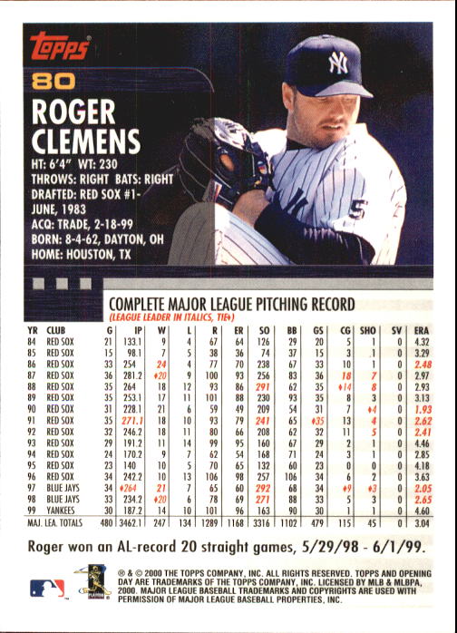 Roger Clemens cards (1987-2022) Red Sox Yankees Blue Jays Astros - You Choose - Picture 219 of 356