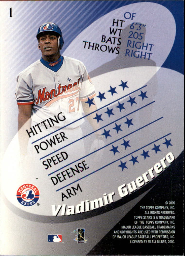 2000 Topps Stars #1 Vladimir Guerrero back image