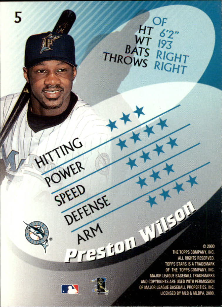 2000 Topps Stars #5 Preston Wilson back image