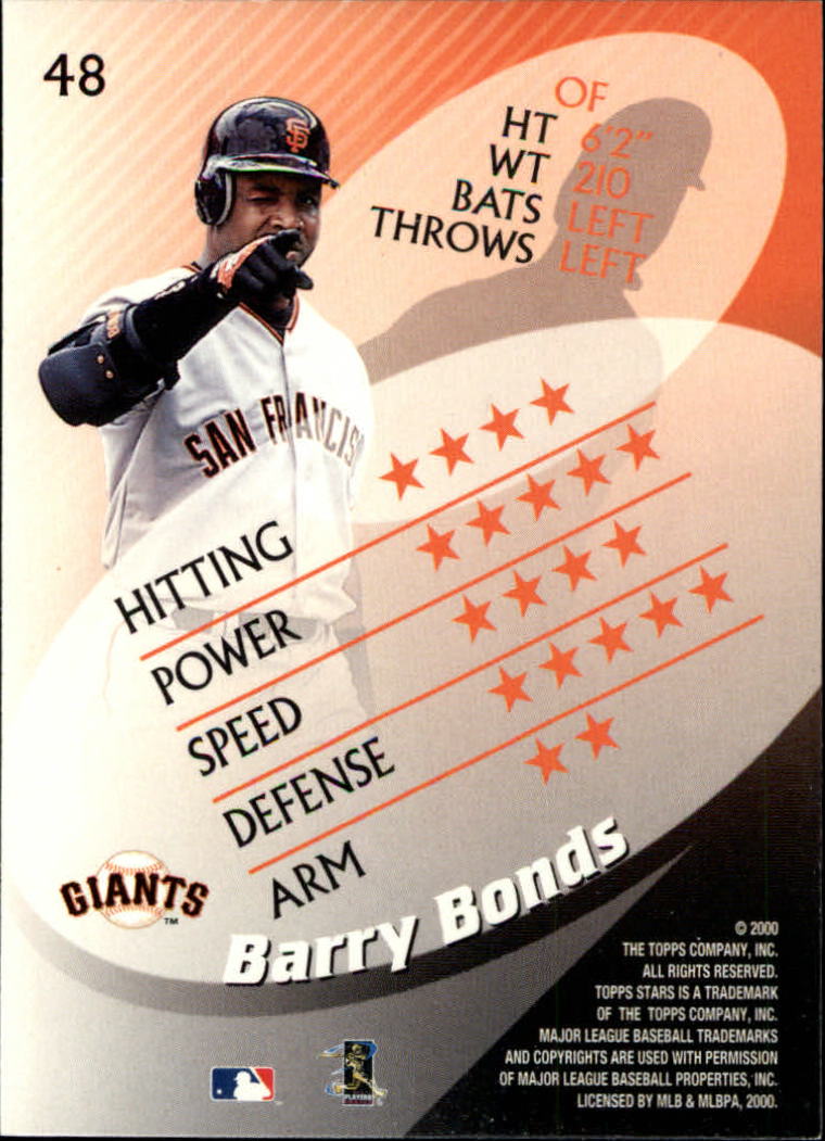 2000 Topps Stars #48 Barry Bonds back image