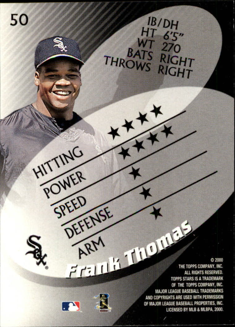 2000 Topps Stars #50 Frank Thomas back image