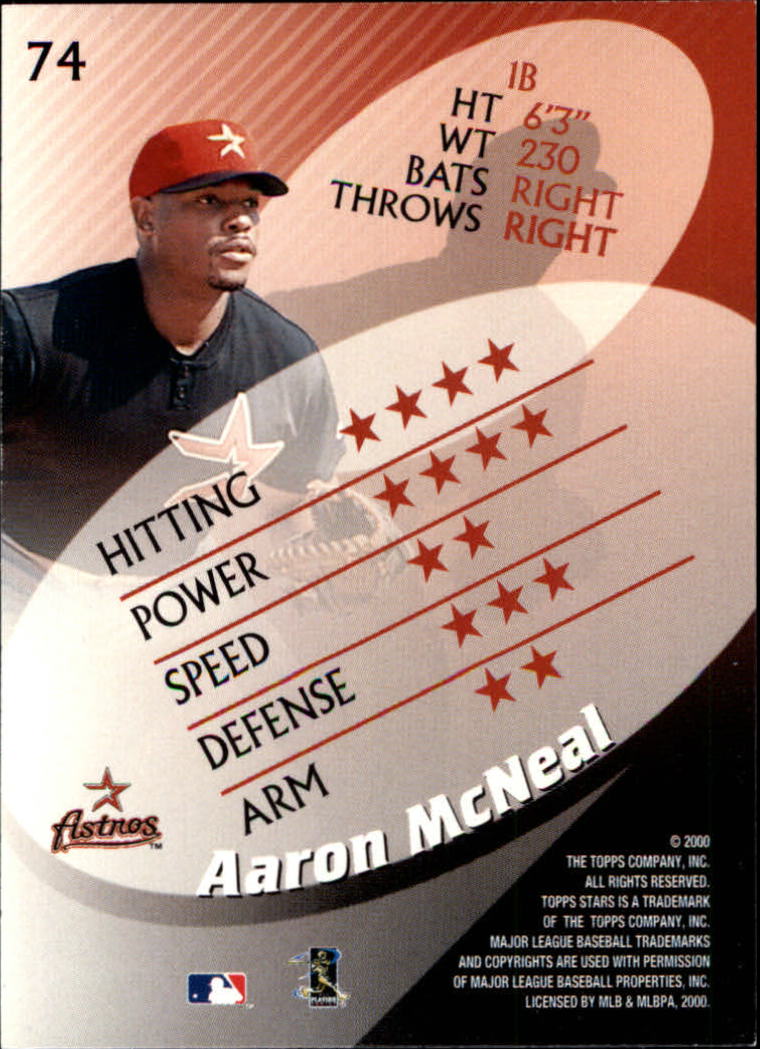 2000 Topps Stars #74 Aaron McNeal RC back image