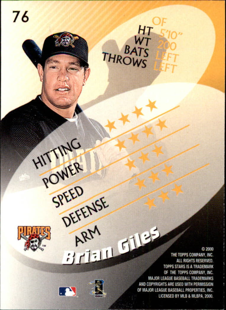2000 Topps Stars #76 Brian Giles back image