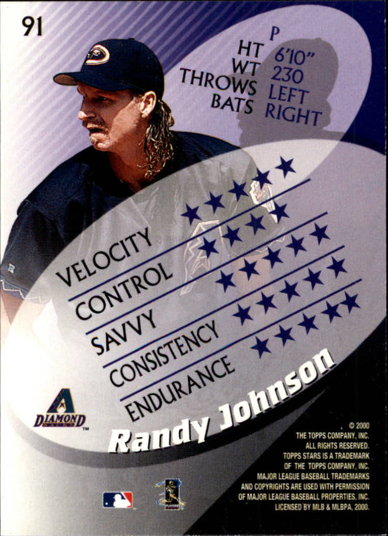 2000 Topps Stars #91 Randy Johnson back image
