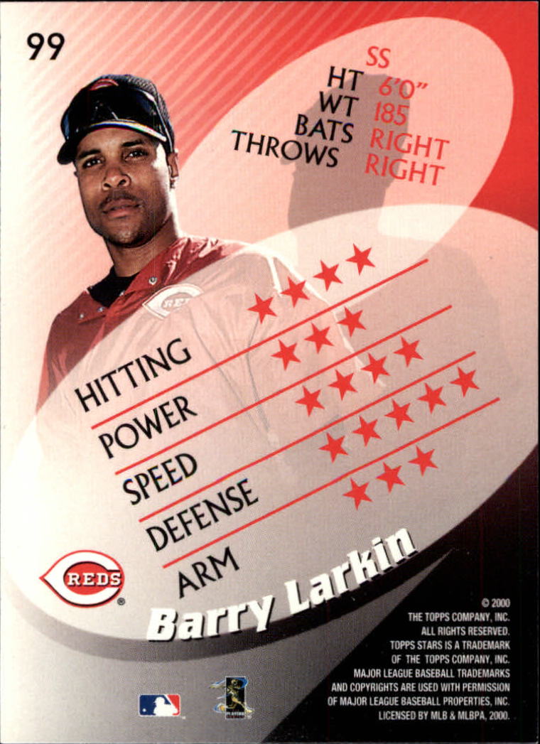 2000 Topps Stars #99 Barry Larkin back image