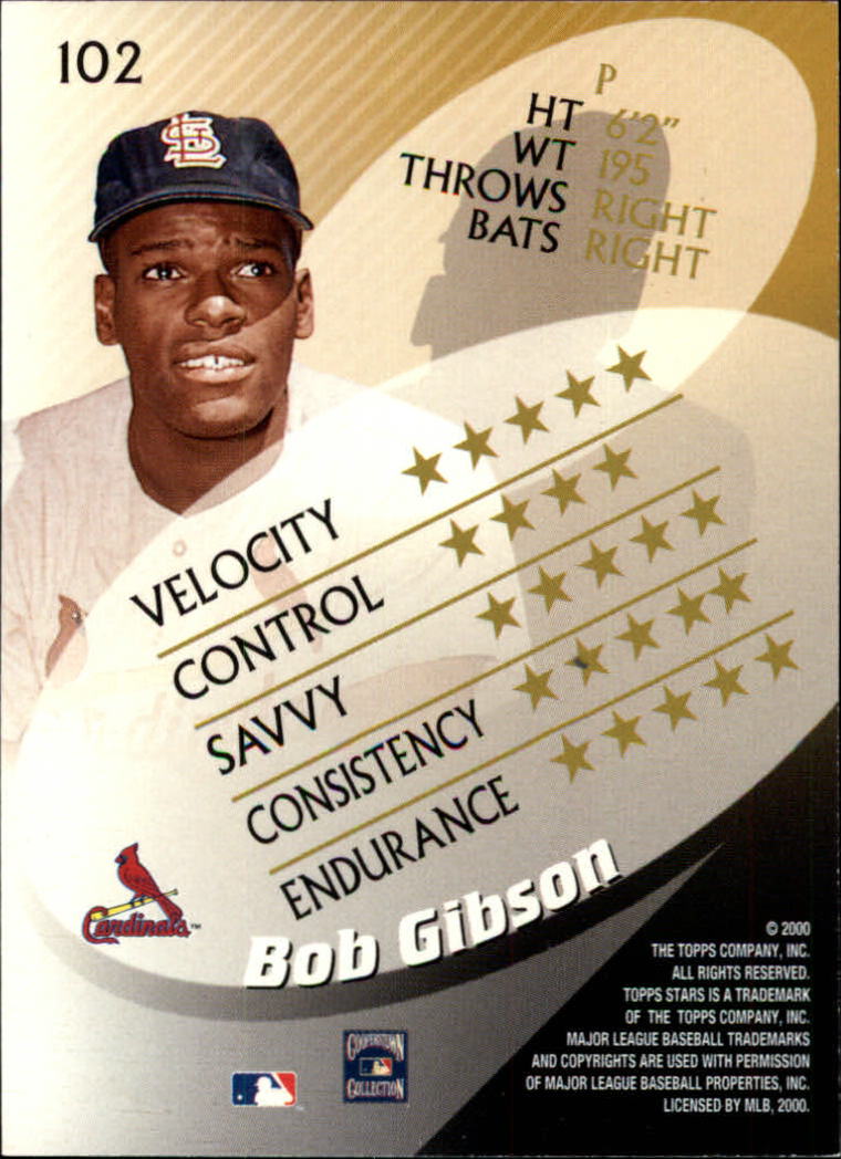 2000 Topps Stars #102 Bob Gibson back image