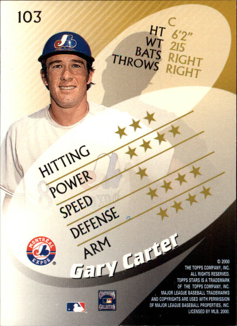 2000 Topps Stars #103 Gary Carter back image