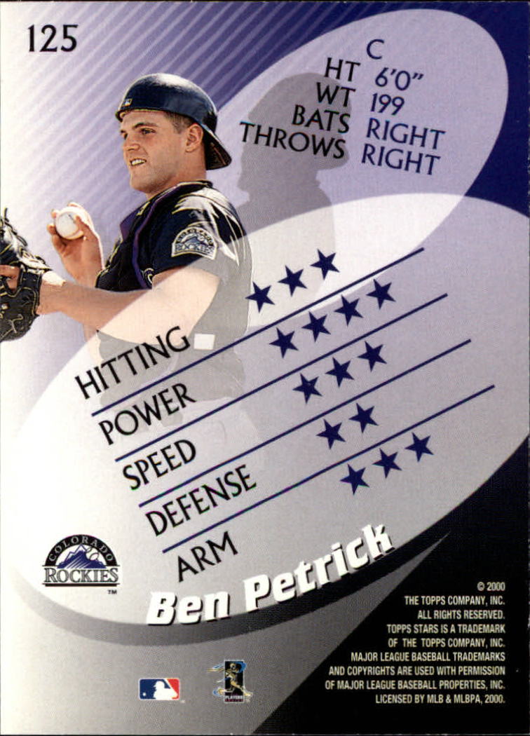 2000 Topps Stars #125 Ben Petrick back image
