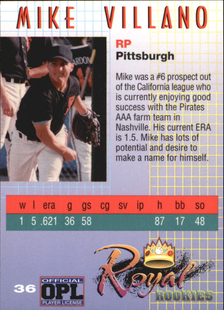 2000 Royal Rookies #36 Mike Villano back image