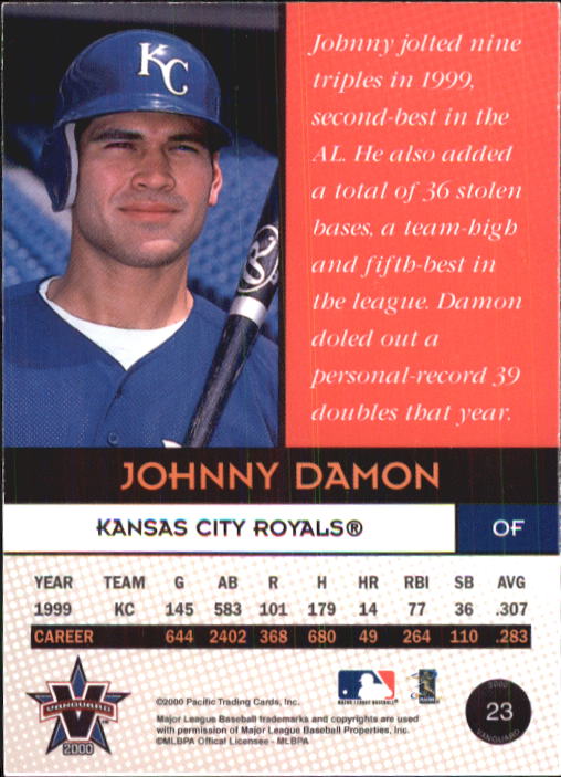 2000 Vanguard #23 Johnny Damon back image