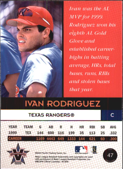 2000 Vanguard #47 Ivan Rodriguez back image
