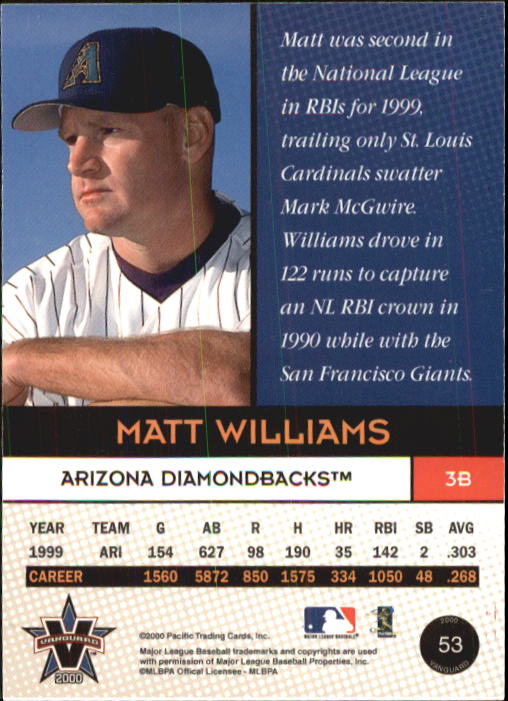 2000 Vanguard #53 Matt Williams back image