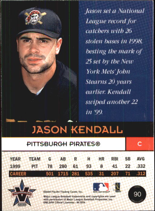 2000 Vanguard #90 Jason Kendall back image