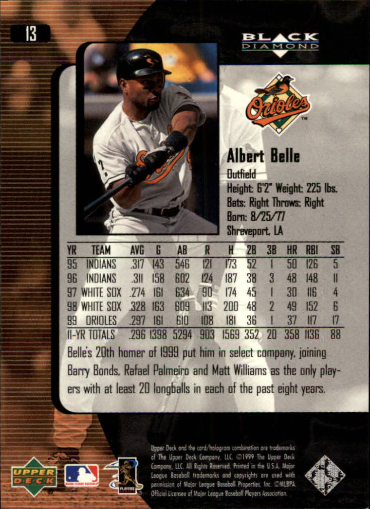 2000 Black Diamond #13 Albert Belle - NM-MT - Baseball Card Connection