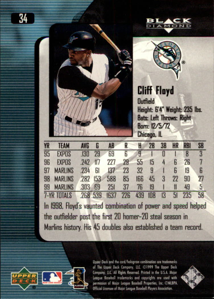 2000 Black Diamond #34 Cliff Floyd back image