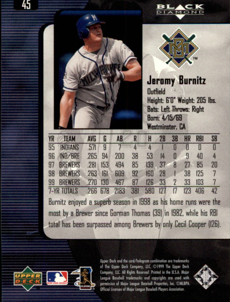 2000 Black Diamond #45 Jeromy Burnitz back image