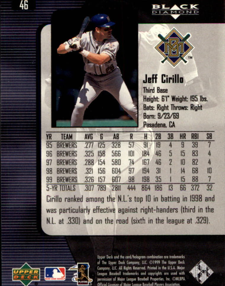 2000 Black Diamond #46 Jeff Cirillo back image