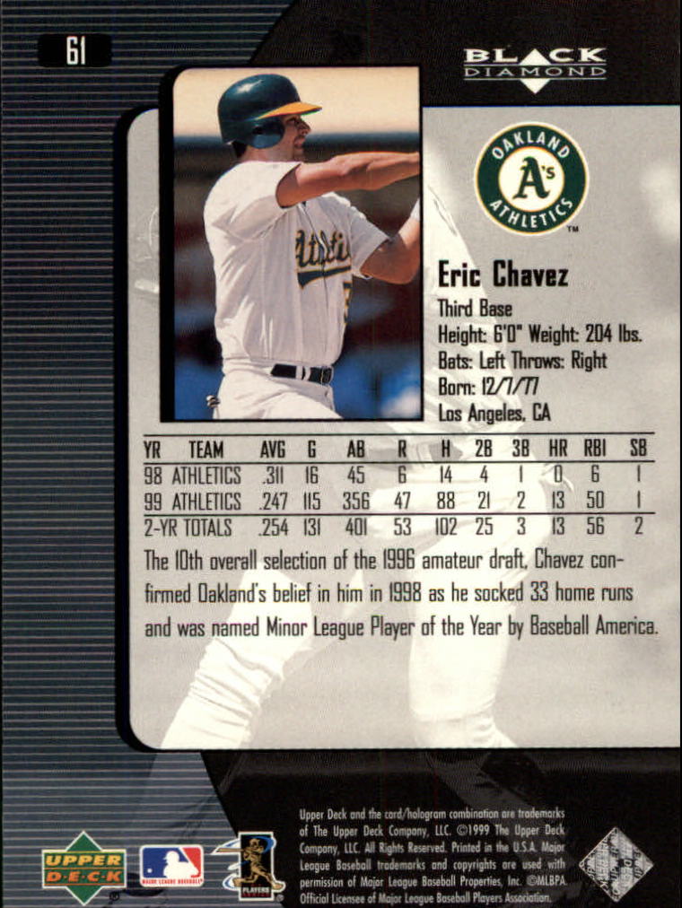 2000 Black Diamond #61 Eric Chavez back image