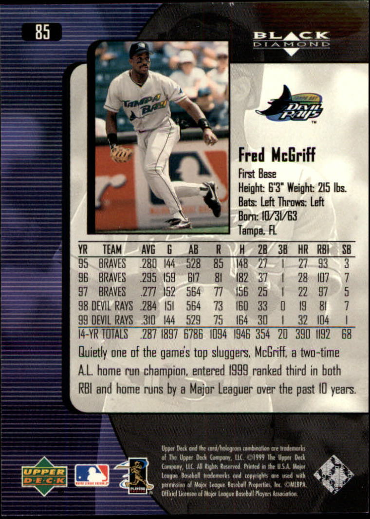2000 Black Diamond #85 Fred McGriff back image