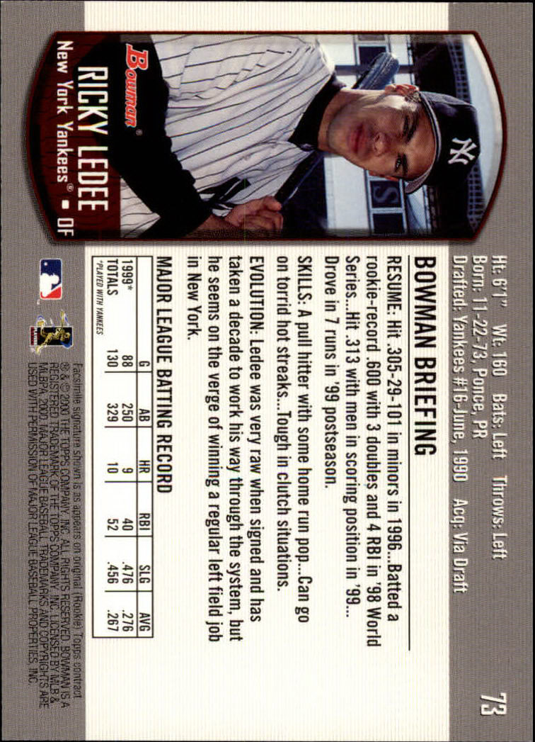 B2187- 2000 Bowman Baseball Card #s 1-250 +Rookies -You Pick- 15+ FREE US SHIP - Picture 135 of 457