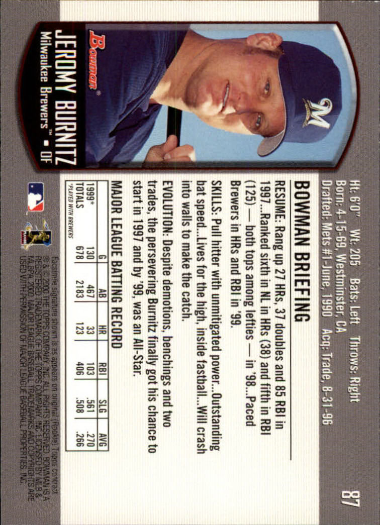 B2187- 2000 Bowman Baseball Card #s 1-250 +Rookies -You Pick- 15+ FREE US SHIP - Picture 163 of 457