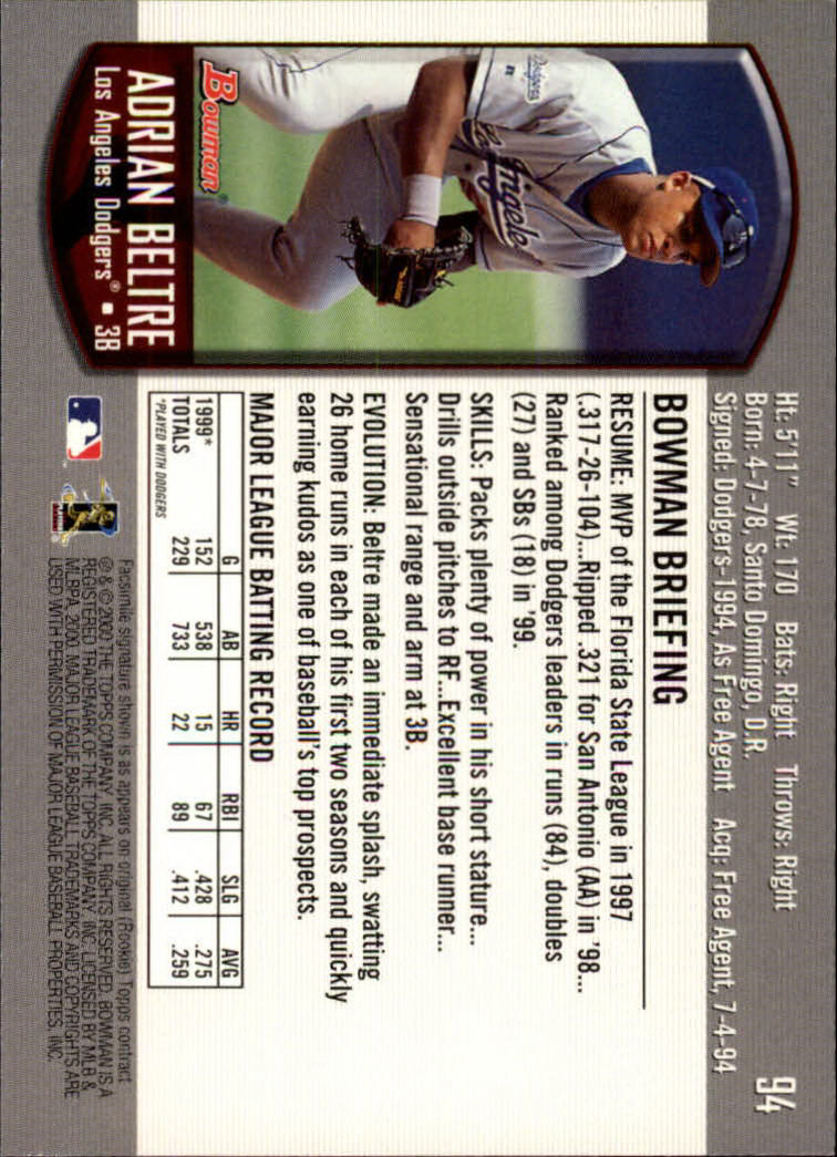 B2187- 2000 Bowman Baseball Card #s 1-250 +Rookies -You Pick- 15+ FREE US SHIP - Picture 173 of 457