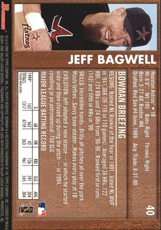 2000 Bowman Retro/Future #40 Jeff Bagwell back image