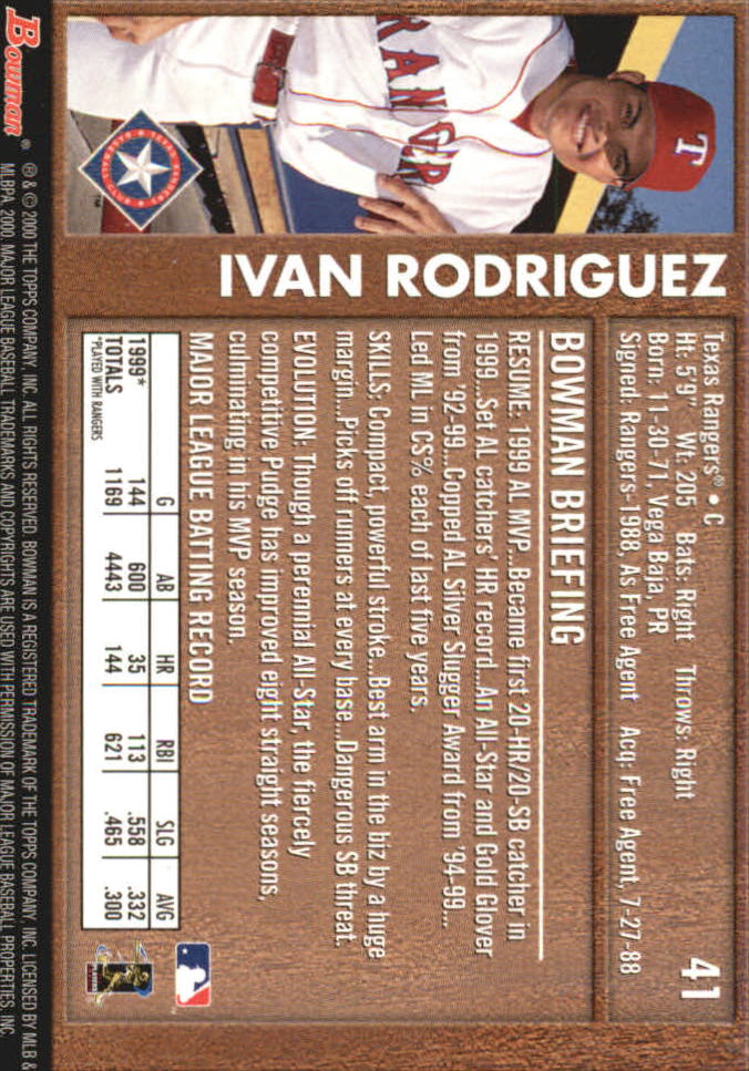 2000 Bowman Retro/Future #41 Ivan Rodriguez back image