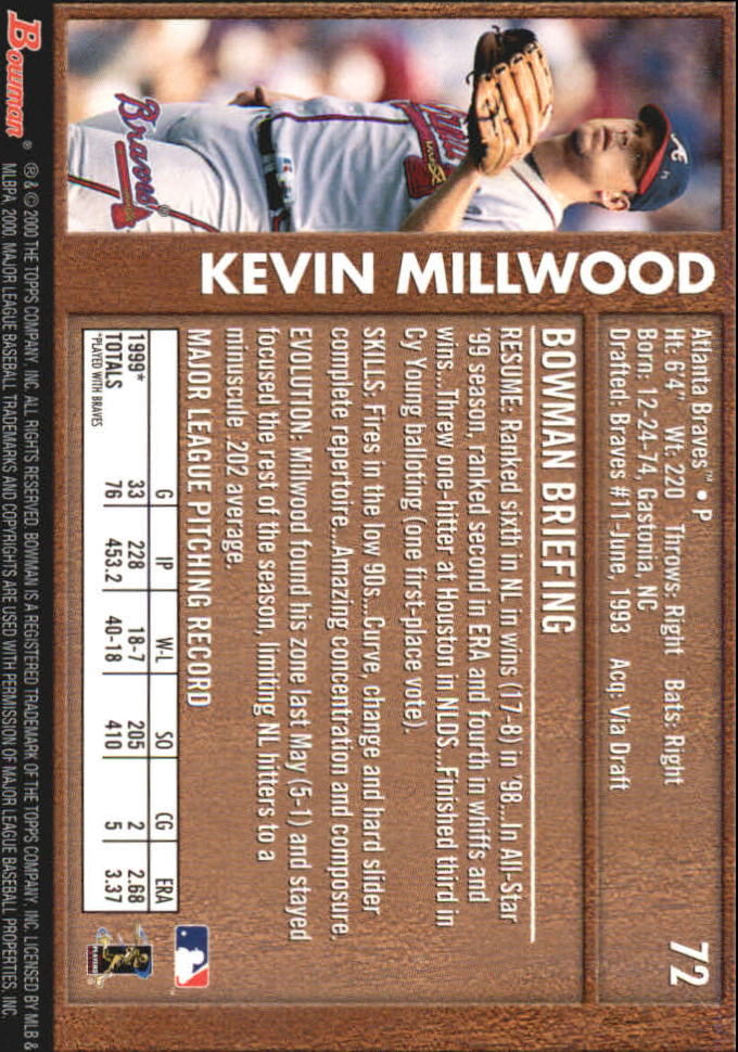 2000 Bowman Retro/Future #72 Kevin Millwood back image