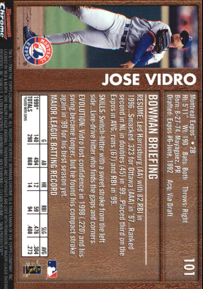 2000 Bowman Retro/Future #101 Jose Vidro back image