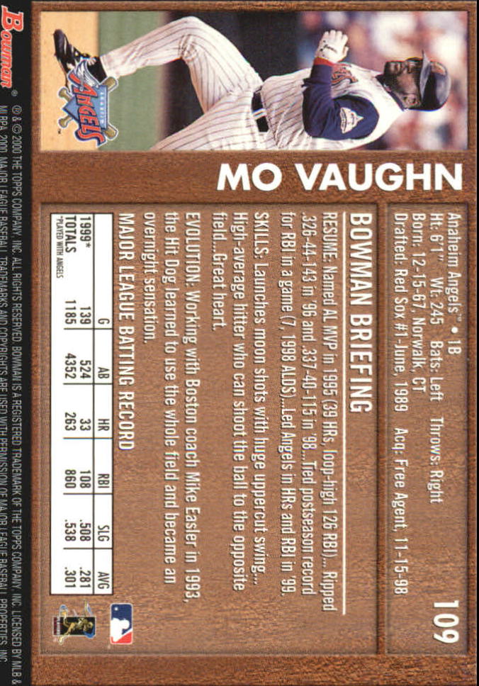 2000 Bowman Retro/Future #109 Mo Vaughn back image
