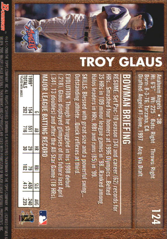 2000 Bowman Retro/Future #124 Troy Glaus back image