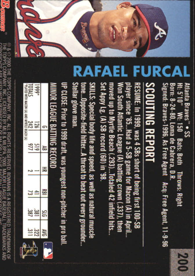 2000 Bowman Retro/Future #200 Rafael Furcal back image