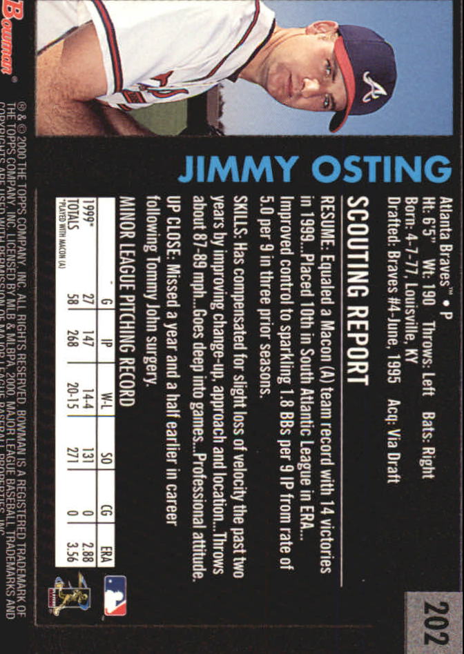 2000 Bowman Retro/Future #202 Jimmy Osting back image