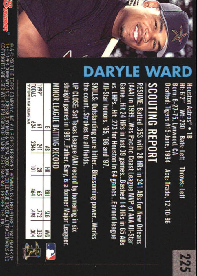 2000 Bowman Retro/Future #225 Daryle Ward back image