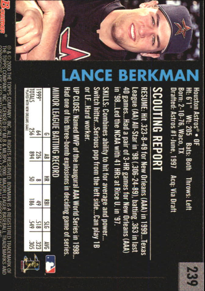 2000 Bowman Retro/Future #239 Lance Berkman back image