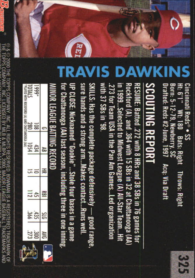 2000 Bowman Retro/Future #325 Gookie Dawkins back image