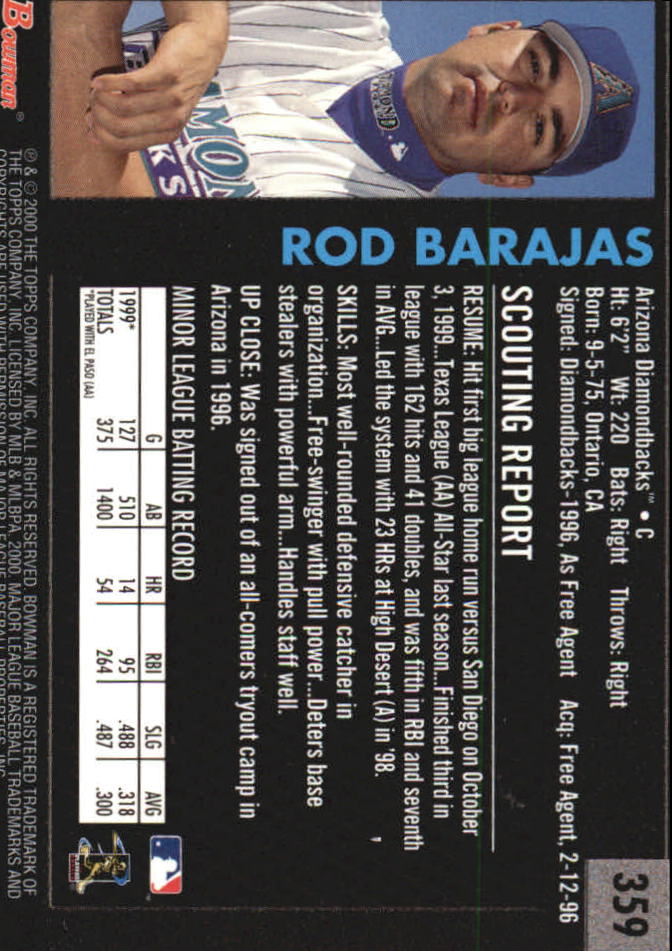 2000 Bowman Retro/Future #359 Rod Barajas back image