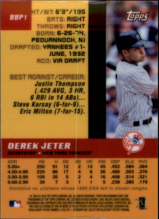 2000 Bowman's Best Previews #BB1 Derek Jeter back image