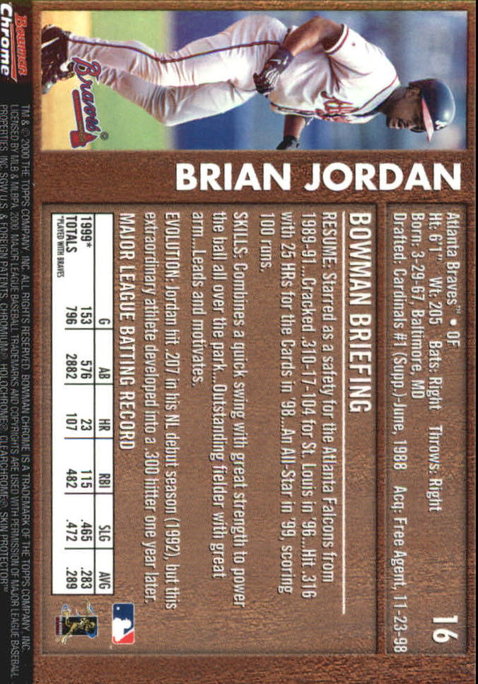 2000 Bowman Chrome Retro/Future #16 Brian Jordan back image