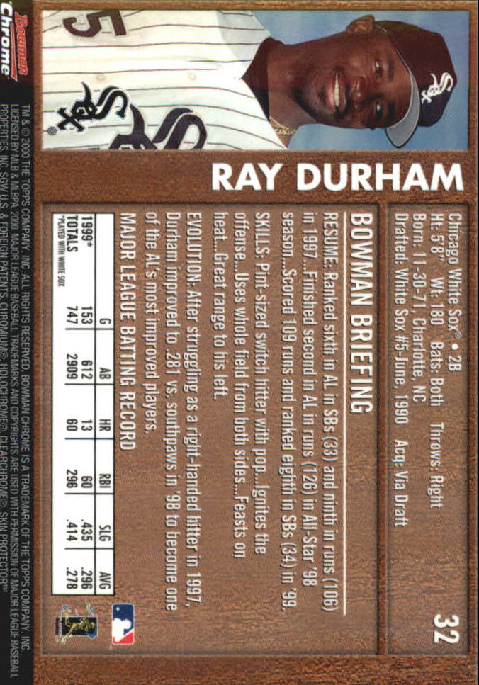 2000 Bowman Chrome Retro/Future #32 Ray Durham back image