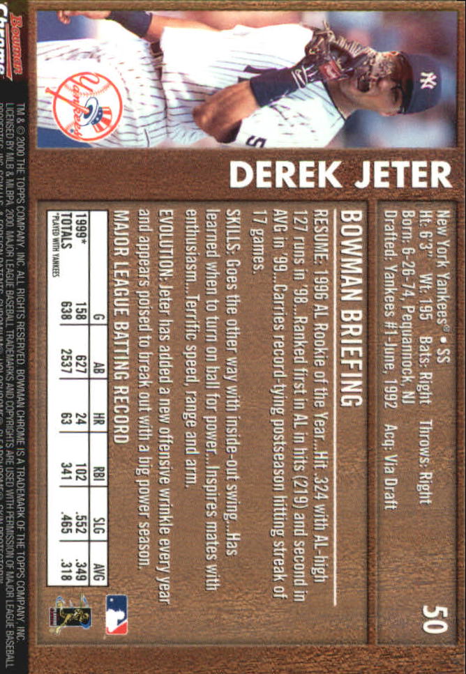 2000 Bowman Chrome Retro/Future #50 Derek Jeter back image