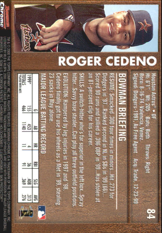 2000 Bowman Chrome Retro/Future #84 Roger Cedeno back image