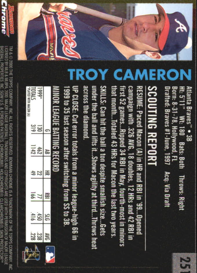 2000 Bowman Chrome Retro/Future #251 Troy Cameron back image